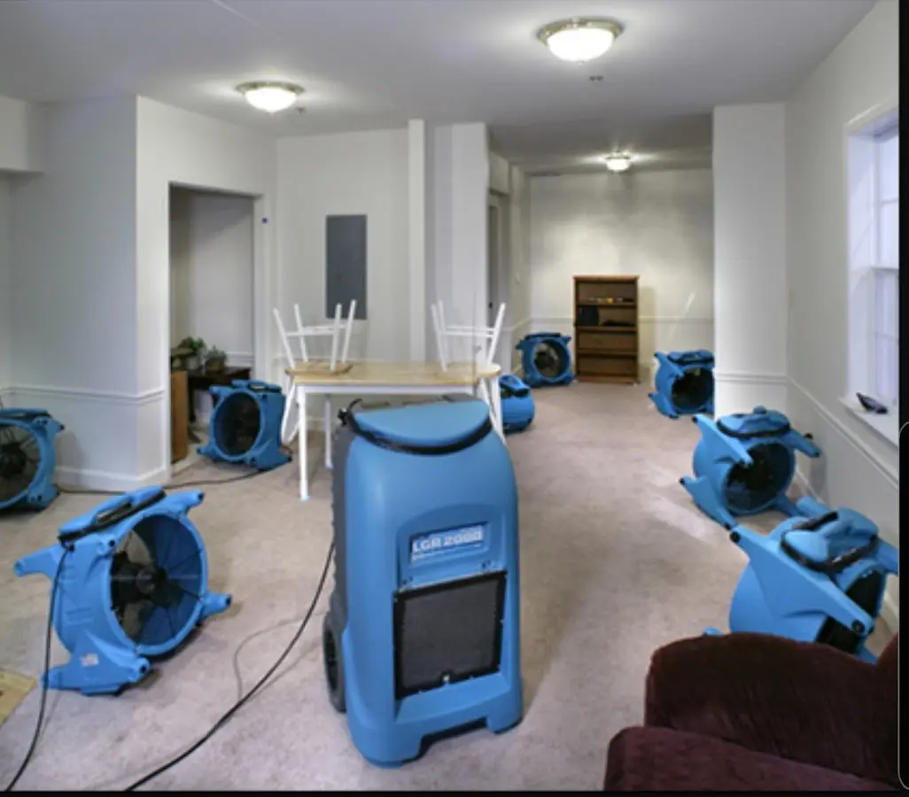 Air movers and dehumidifier setup for Water Extraction & Removal in Scottdale