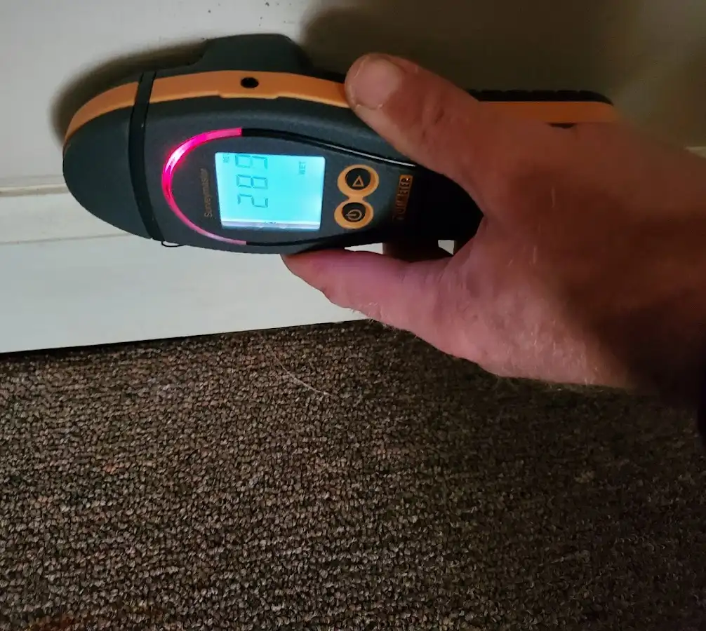 Moisture detection at baseboard during Storm Damage Restoration in Scottdale